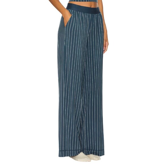 WeWoreWhat Wide Leg Pants in Navy & Cream Small New Womens Wide Leg - Picture 2 of 9